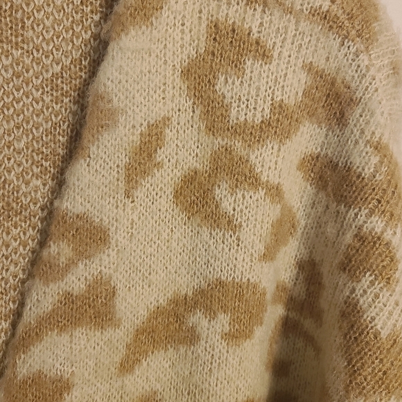 Black Tape | Women's Beige Animal Print Open Cardigan Sweater (US Size XL) - Picture 6 of 13